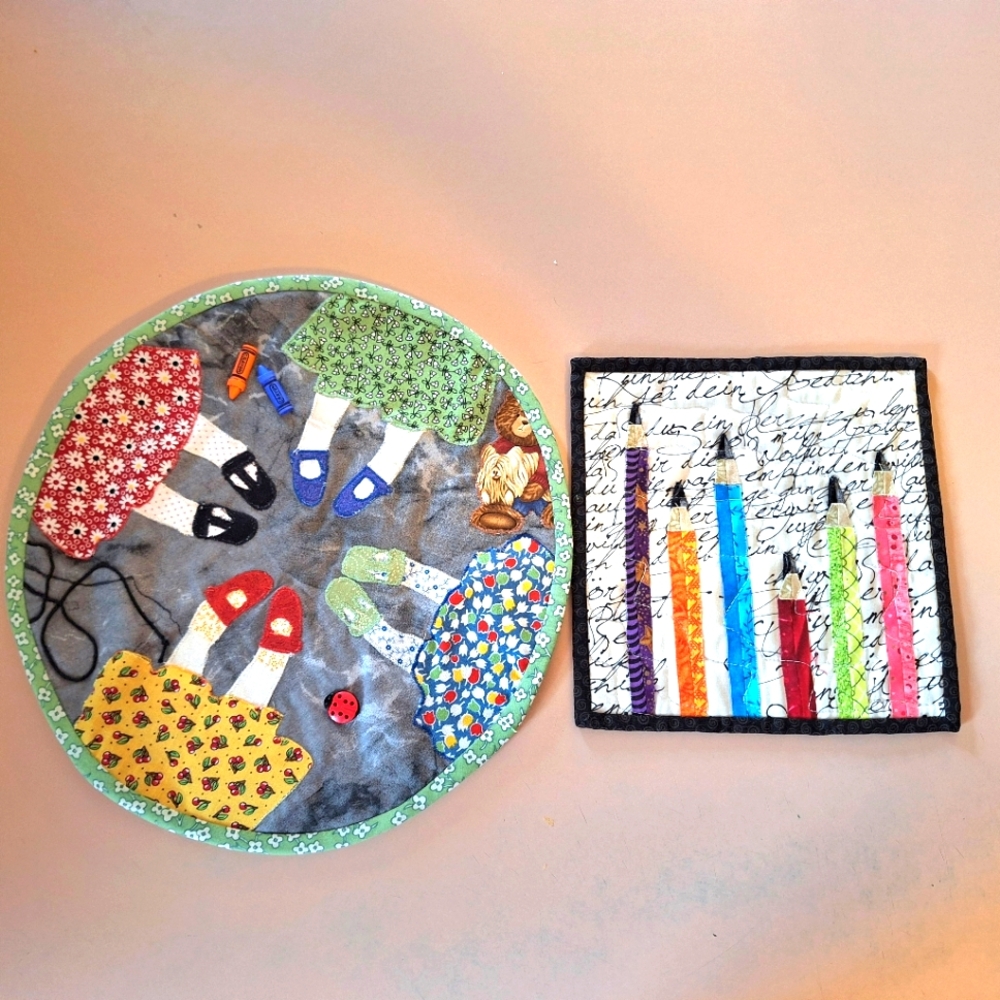 Handmade School Days Hot pad & Coaster Bundle Set, Quilted